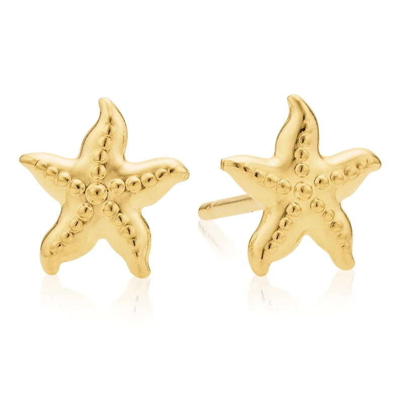 9ct Yellow Gold Silver Filled Starfish Stud Earrings