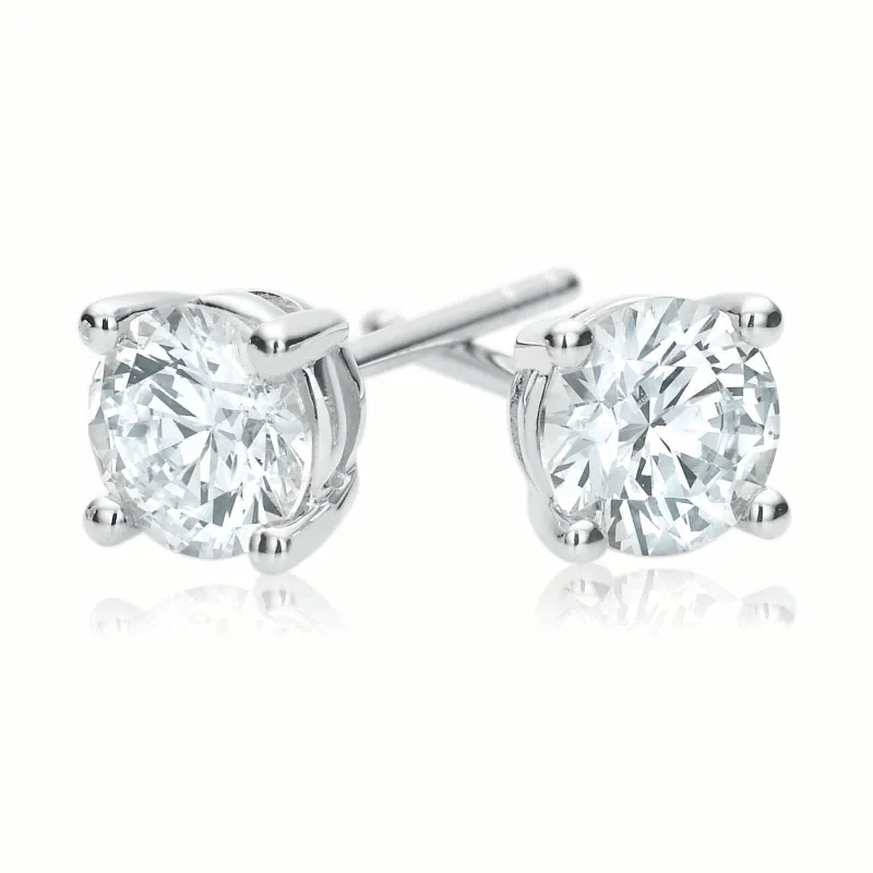 HUSH 9ct White Gold Round 1 ctw Diamond Simulants Stud Earrings