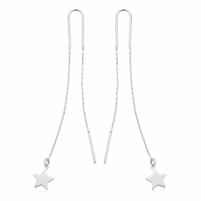 Sterling Silver Star Threader Earrings