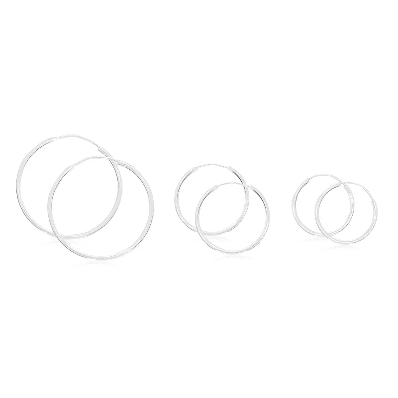 Sterling Silver 3 Piece Hoop Earring Set