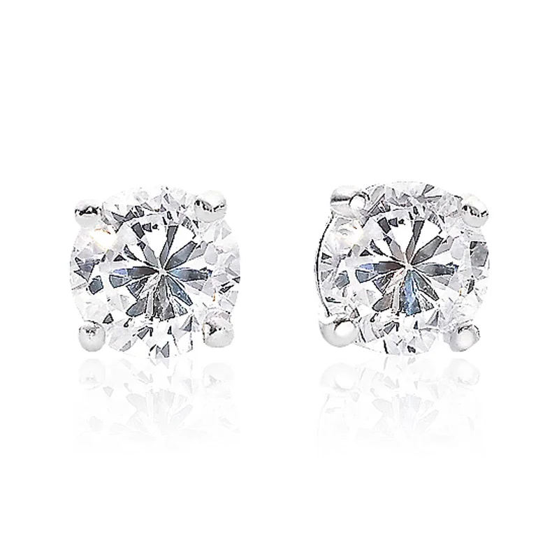 Sterling Silver 7mm Cubic Zirconia Stud Earrings