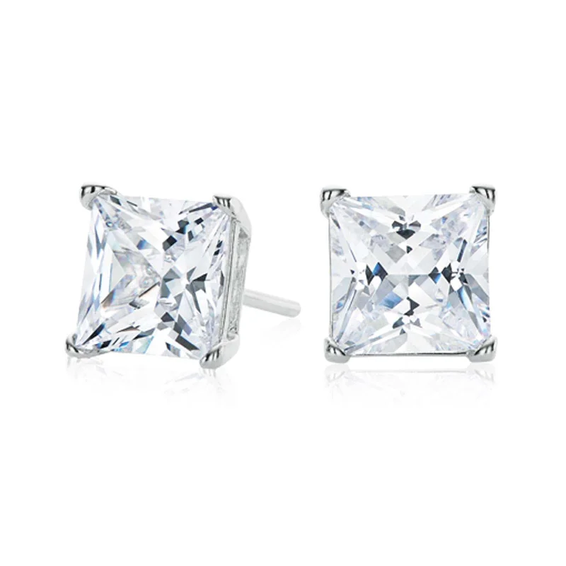 Sterling Silver 8mm Cubic Zirconia  Stud Earrings