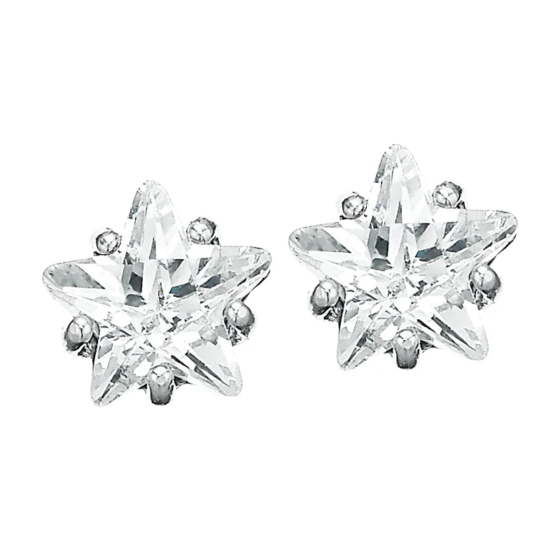 Sterling Silver Cubic Zirconia 6mm Stud Earrings