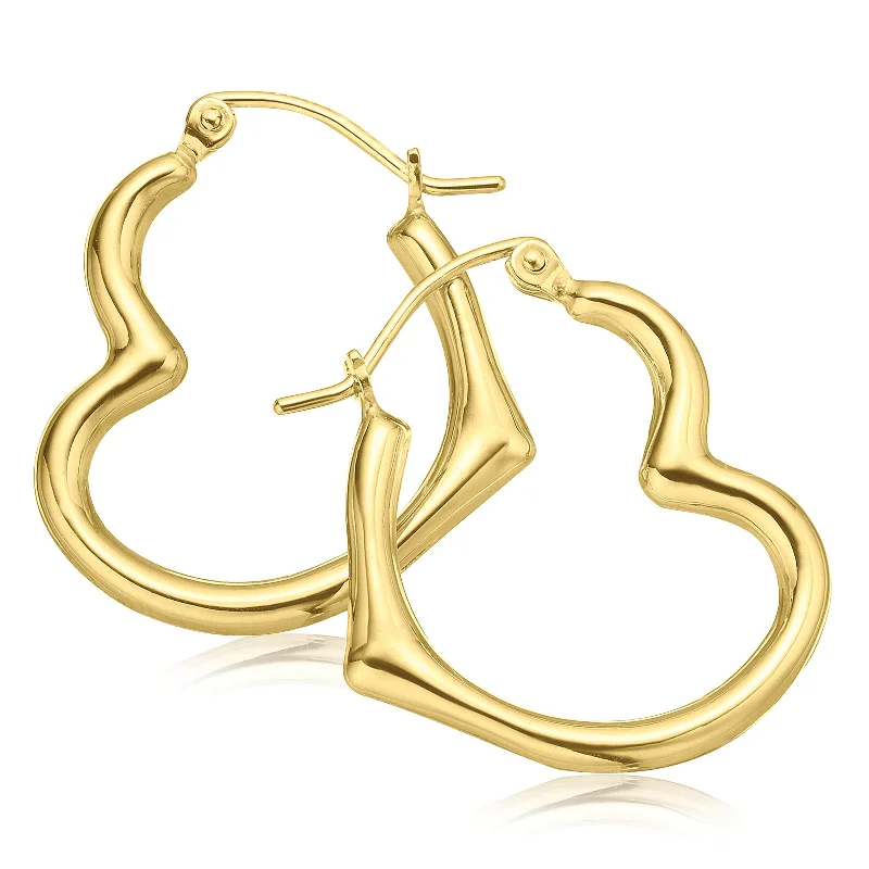 9ct Yellow Gold Silver Filled Heart Hoop Earrings