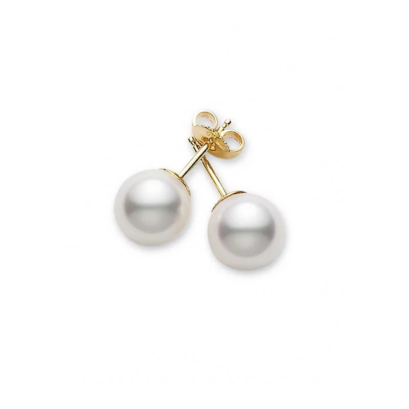 Akoya Cultured Pearl Stud Earrings in 18K Yellow Gold