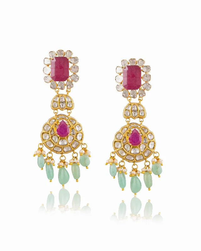 Amira Polki Long Earrings