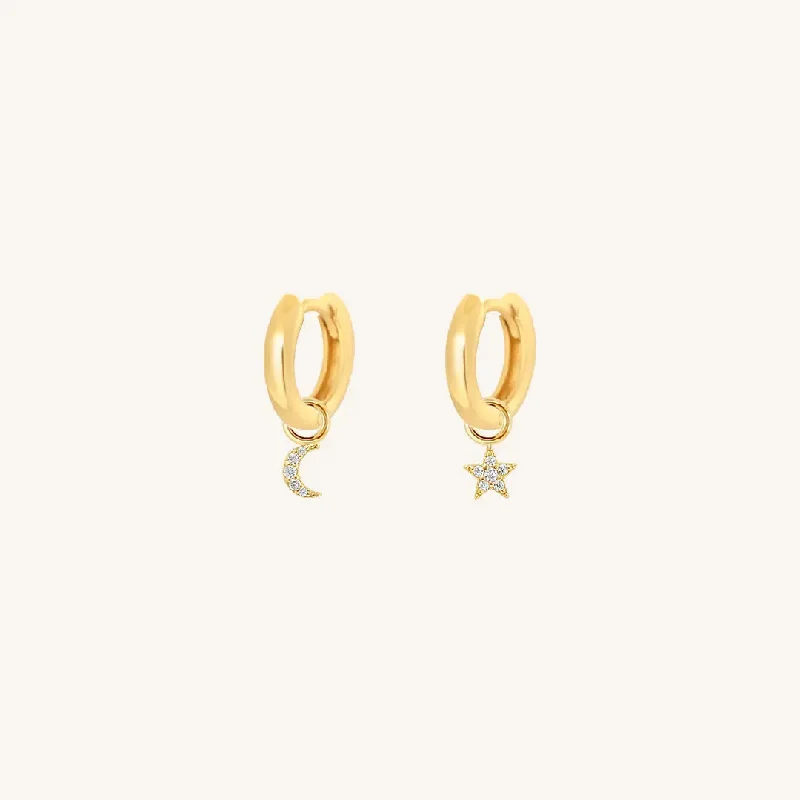 Astro Star Moon Plain Hoops