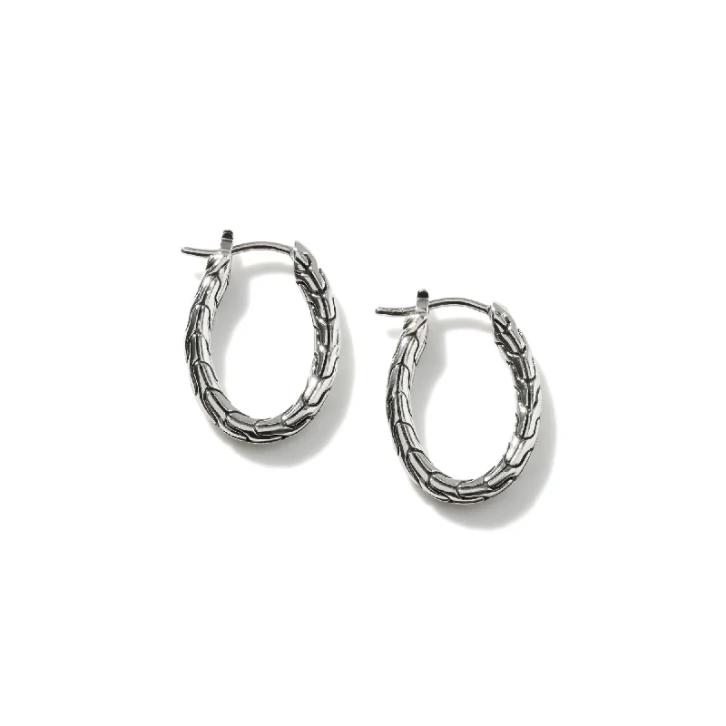 Carved Chain Small Oval Hoop Earring