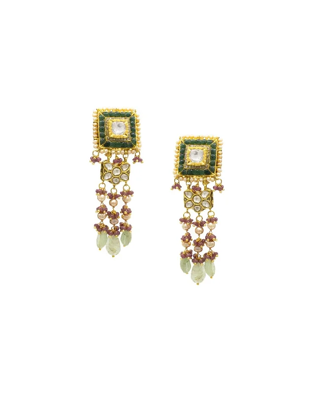 Iris Polki Long Earrings