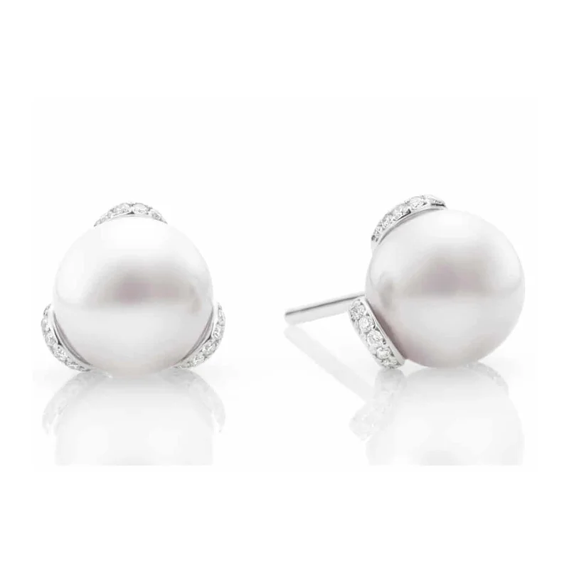 Mikimoto Pearl 18K White Gold Embrace Earrings MEA10160ADXW