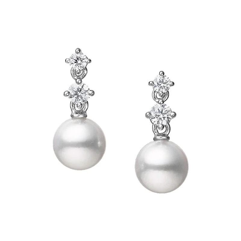 Morning Dew Akoya Cultured Pearl Drop Earrings