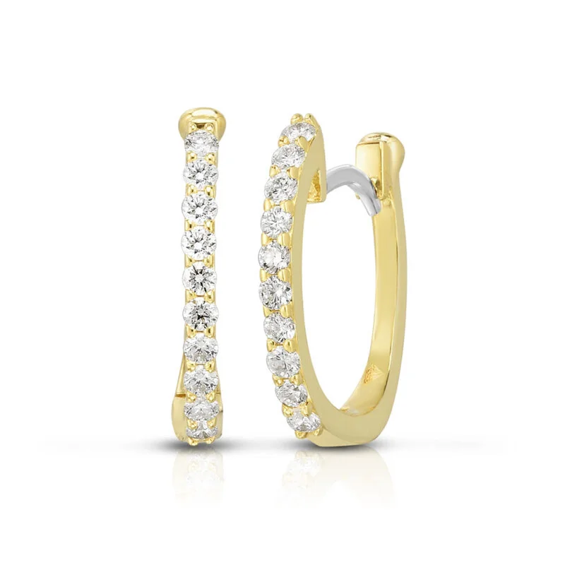 18K Gold Pave Diamond Huggy Earrings