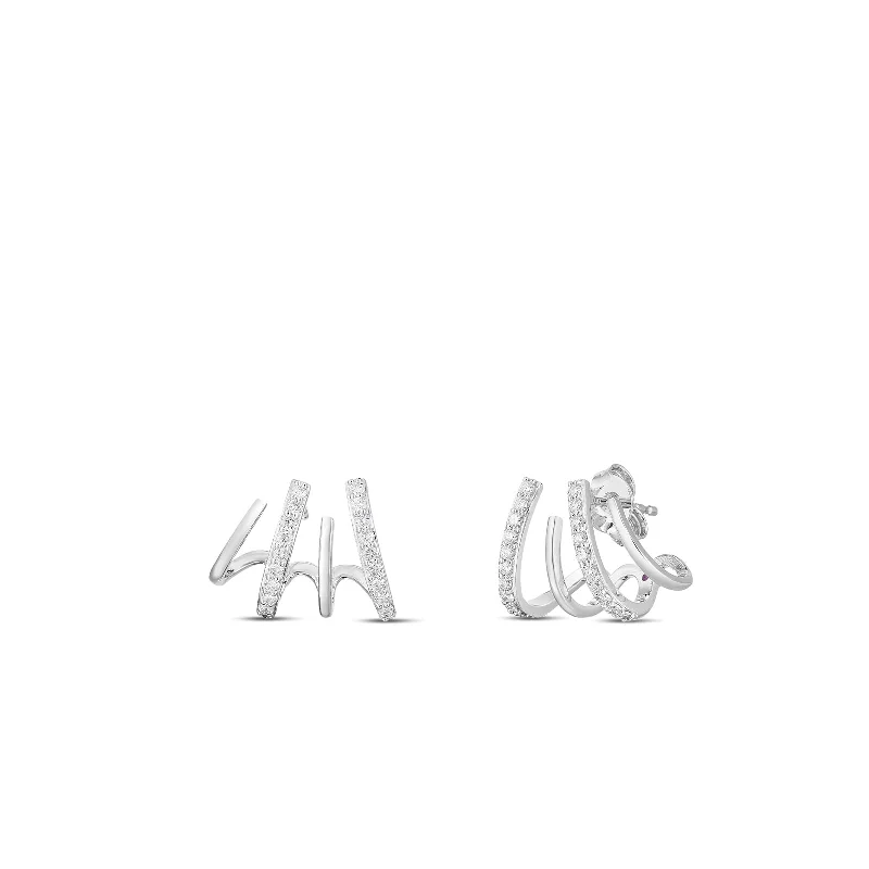 18K White Gold Classic Diamond Climber Earrings