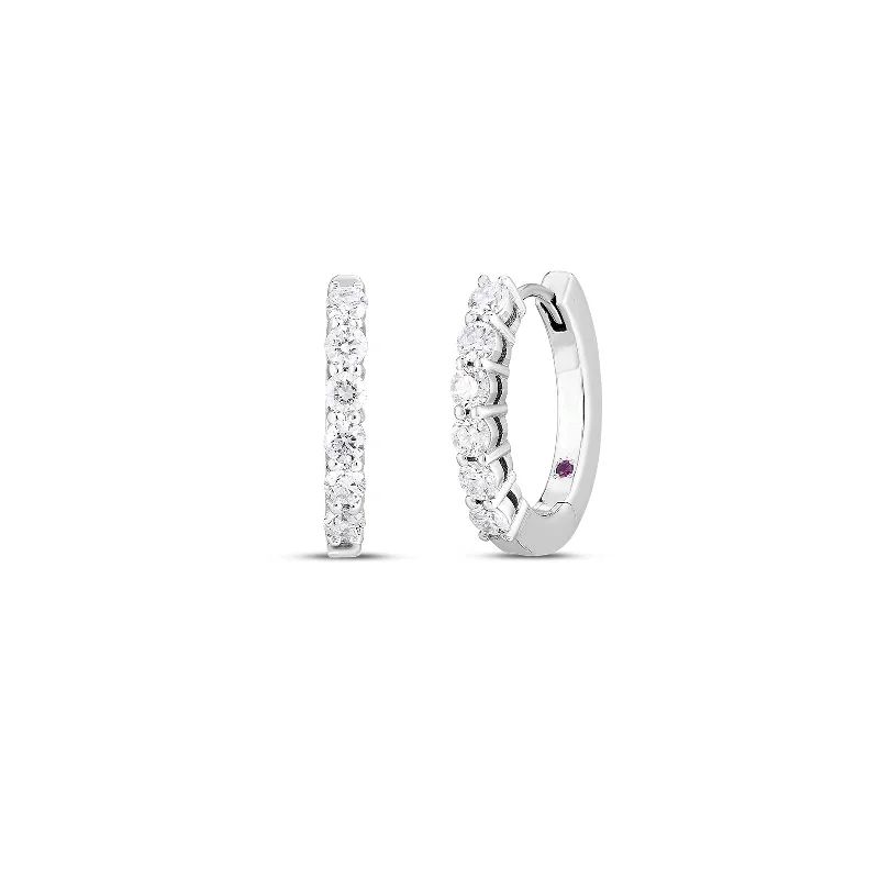 18K White Gold Diamond Single Line Oval Earring