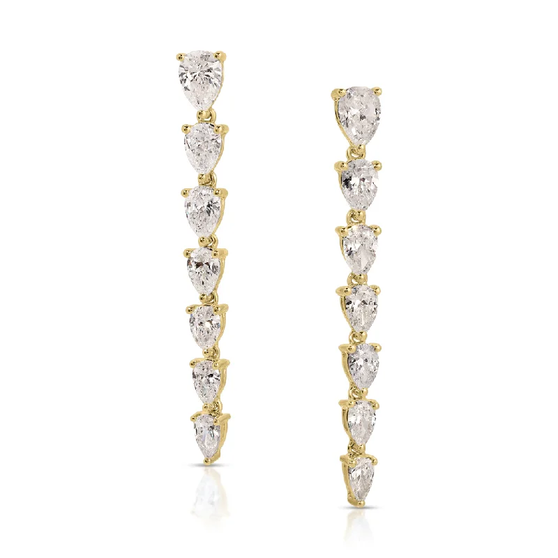 Sept Graduated Pear Diamond Drop Earrings