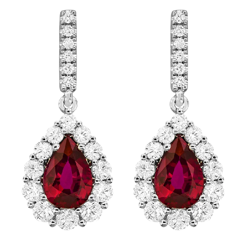 0.86CT DIAMOND 1.35CT RUBY EARRING