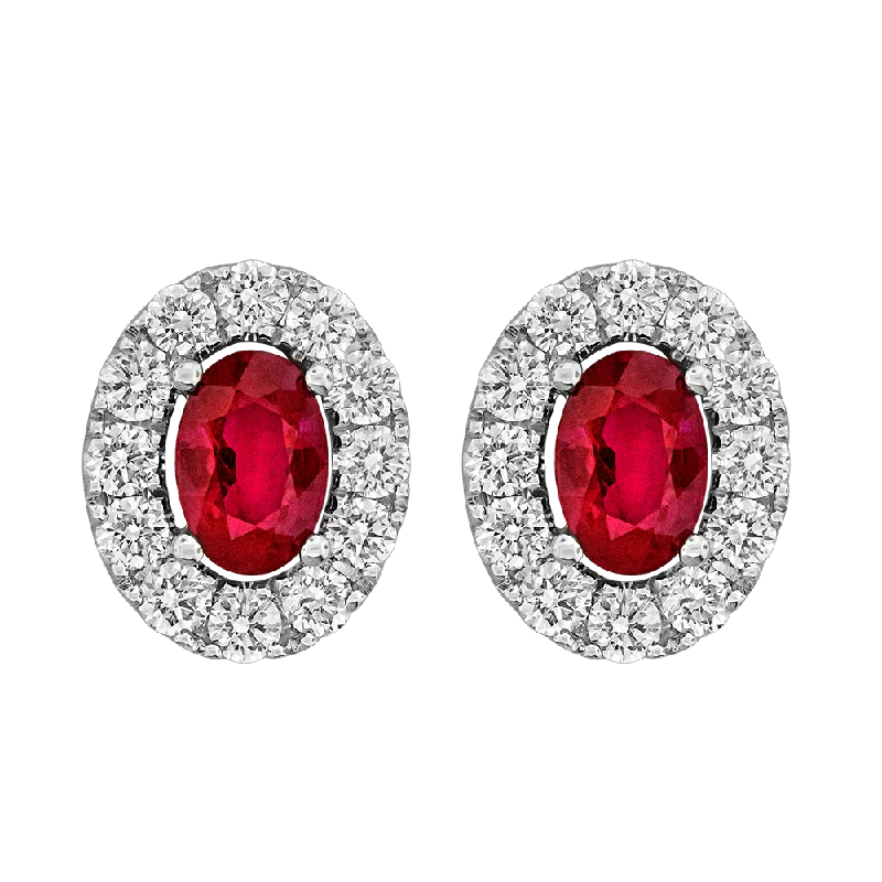 .60CT DIAMOND 1.20CT RUBY EARRING