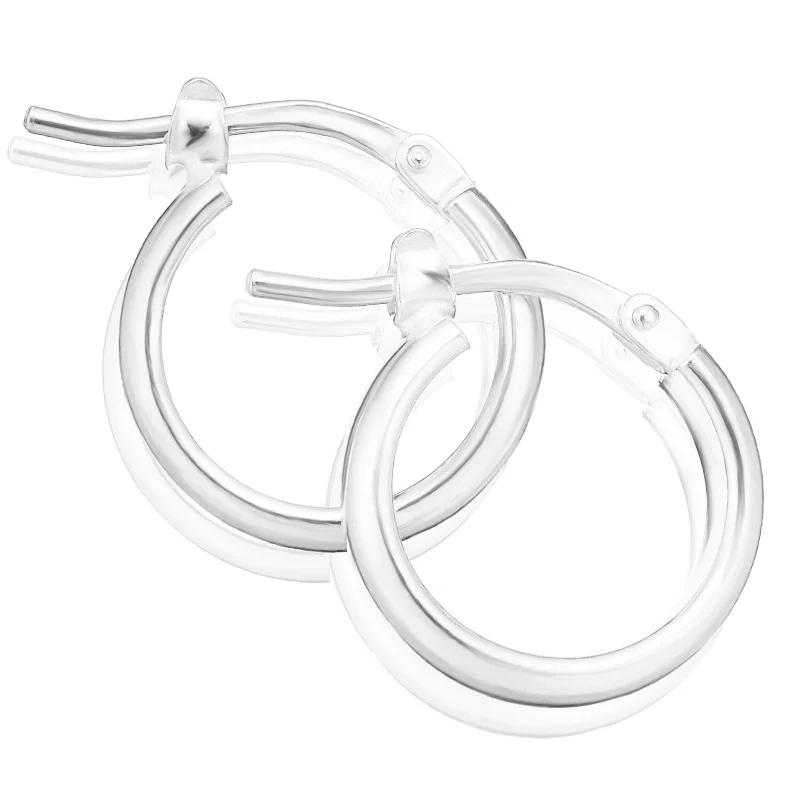 Sterling Silver 10x1.5 Round mm  Hoop Earrings