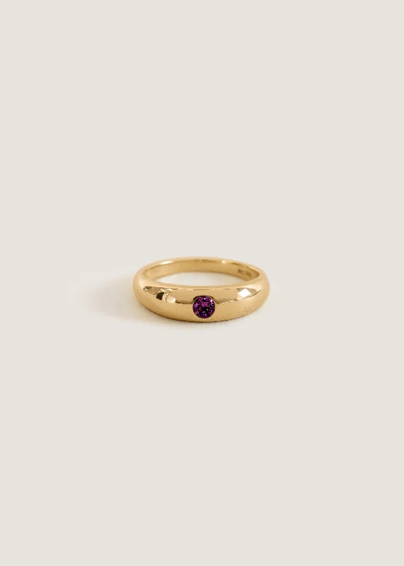 Amelia Birthstone Dome Ring Amethyst