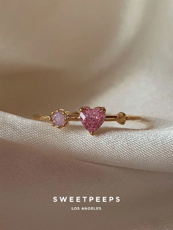 Heidi Pink Heart Ring