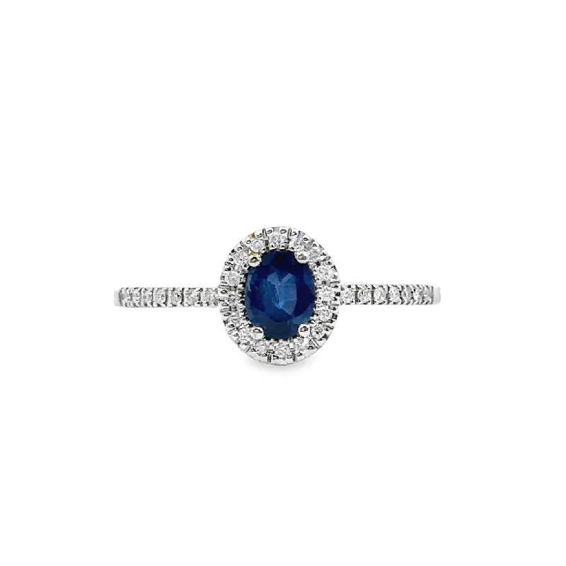 White Gold Sapphire and Diamond Fashion Ring