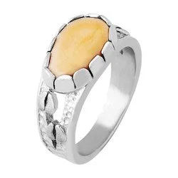 Sterling Silver Elk Ivory Lady's Ring