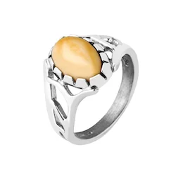 Black Hills Gold Sterling Silver Elk Ivory Men's Ring