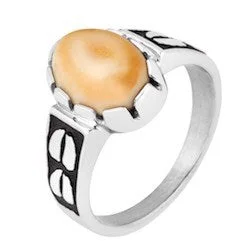 Sterling Silver Elk Ivory Men's Ring