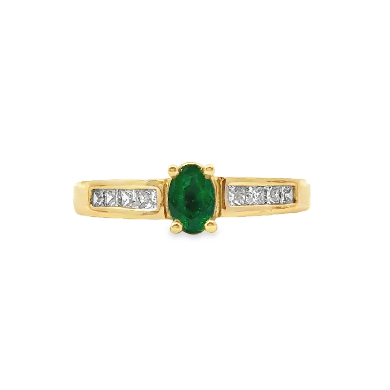 Yellow Gold Emerald and Diamond Ring