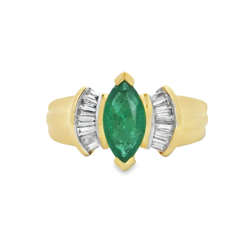 Yellow Gold Emerald and Diamond Ring