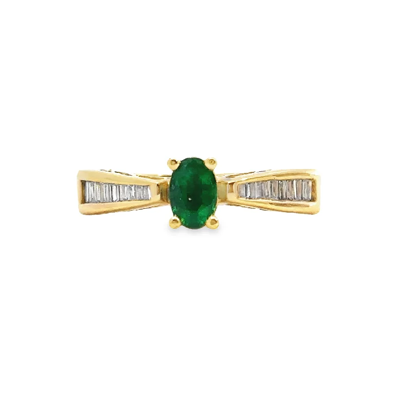 Yellow Gold Emerald and Diamond Ring