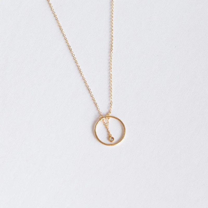 Gold-filled "Crystal in Circle" Necklace