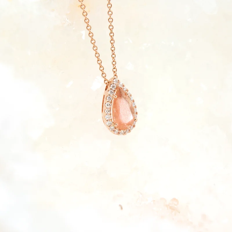 Sunstone and Diamond Necklace - made to order