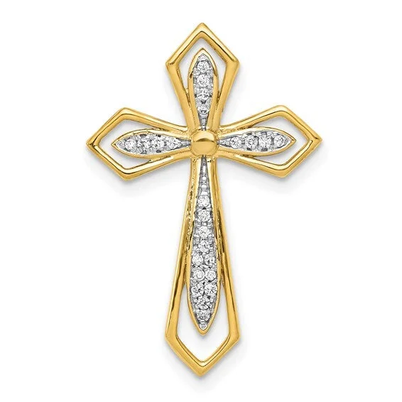 14KY Gold .08ct tw Diamond Cross Slide Pendant