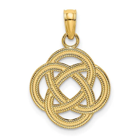 14KY Gold Celtic Eternity Knot Circle Pendant