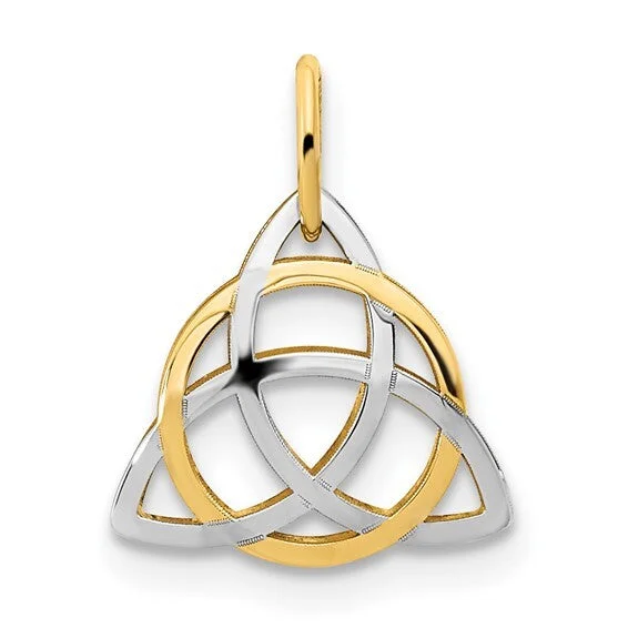 14ky Gold Celtic  Knot Pendant with Rhodium accent