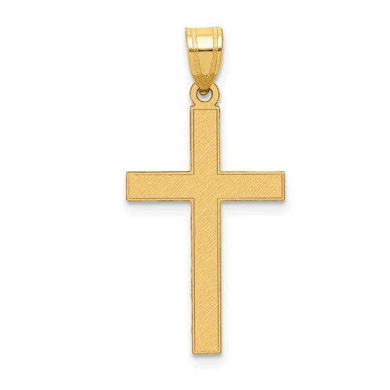 14KY Gold Florentine Satin Cross Pendant