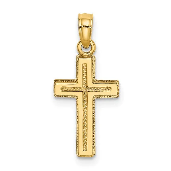 14KY Gold Polished/Textured Cross Pendant