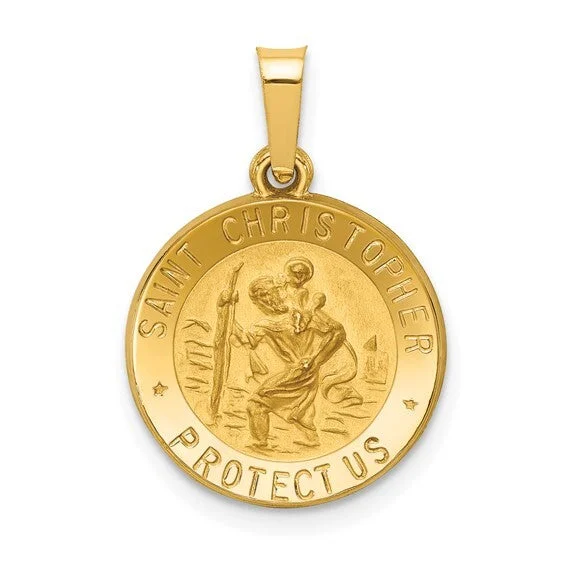 14ky Gold Round St. Christopher Medal Pendant