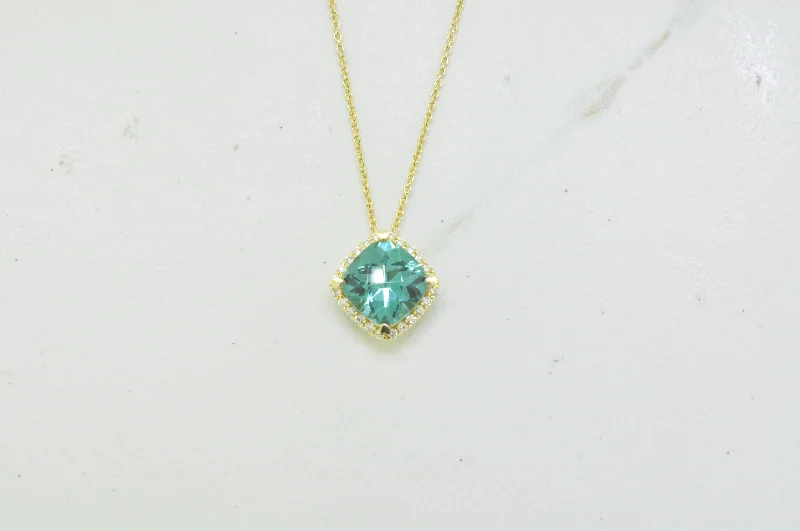 Yellow Gold Tourmaline Diamond necklace - available on special order