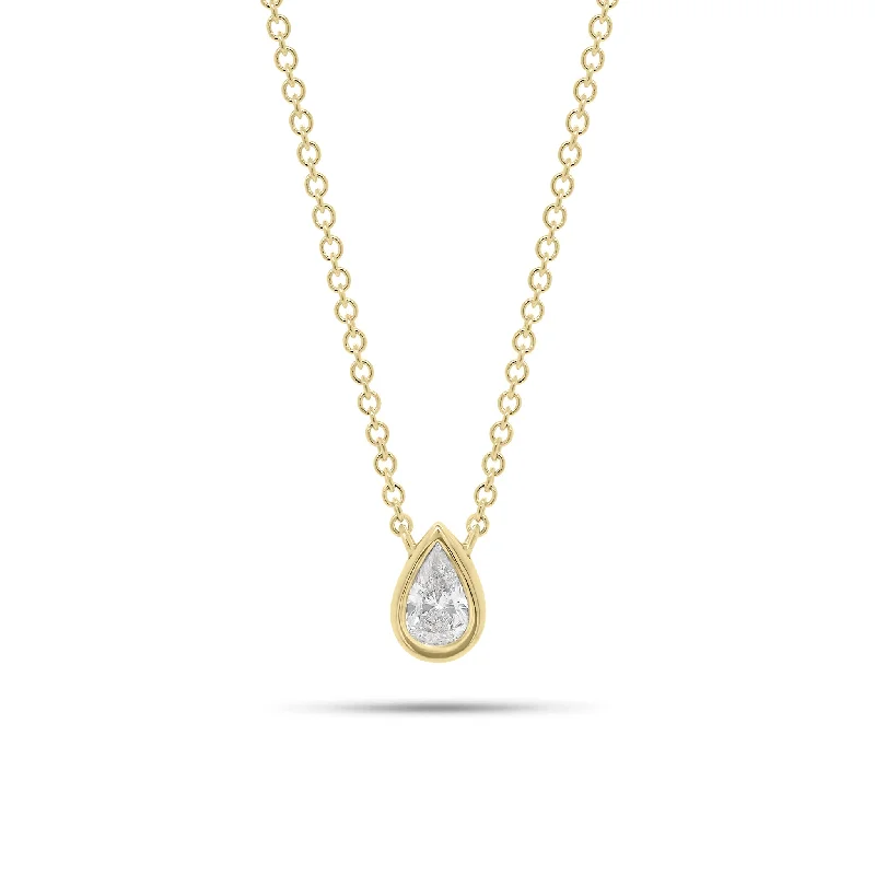 0.33 ct Pear-Shaped Bezel-Set Diamond Pendant