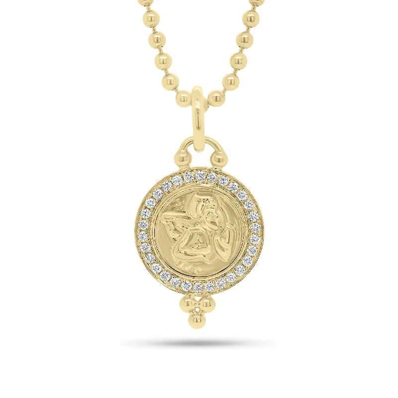 Diamond Angel Medallion Pendant