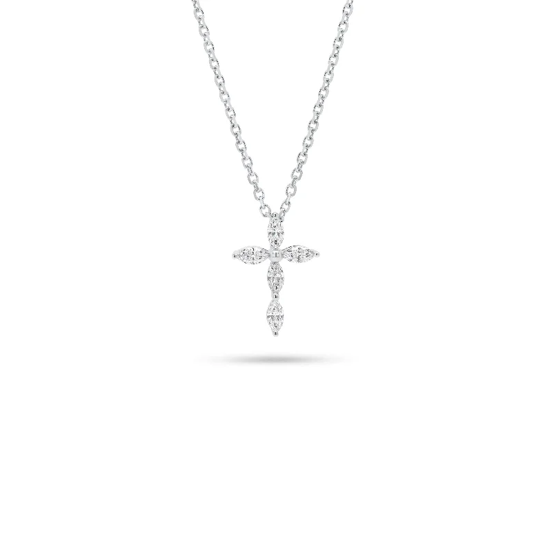 Marquise Diamond Cross Pendant Necklace