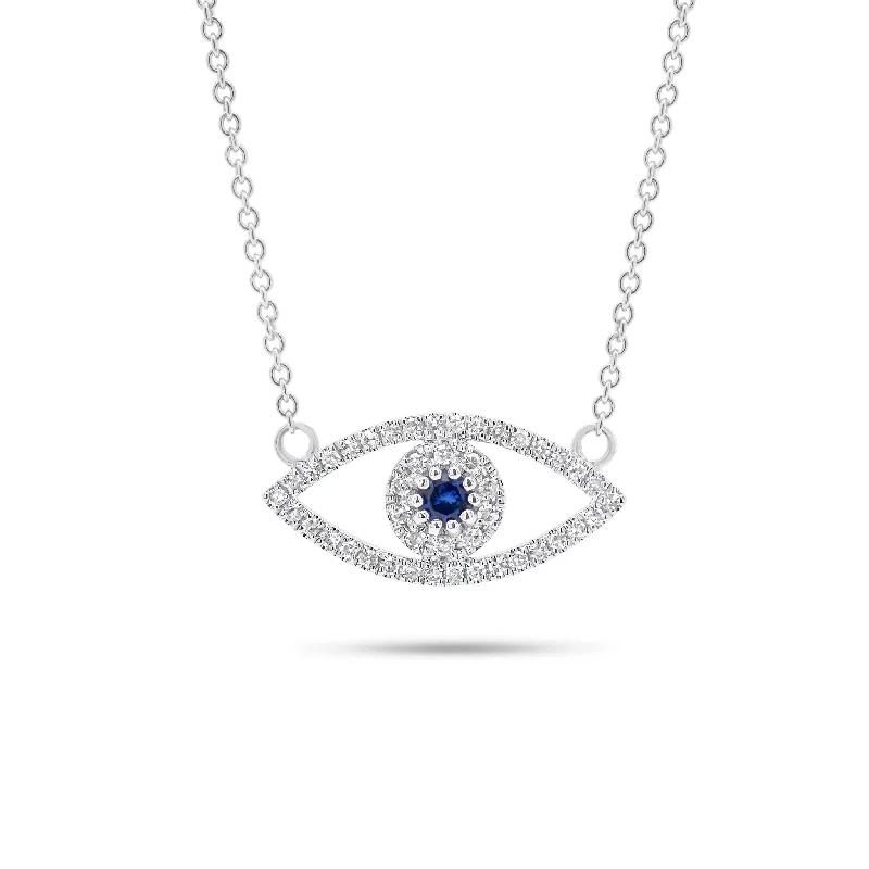 Diamond & Sapphire Evil Eye Pendant Necklace