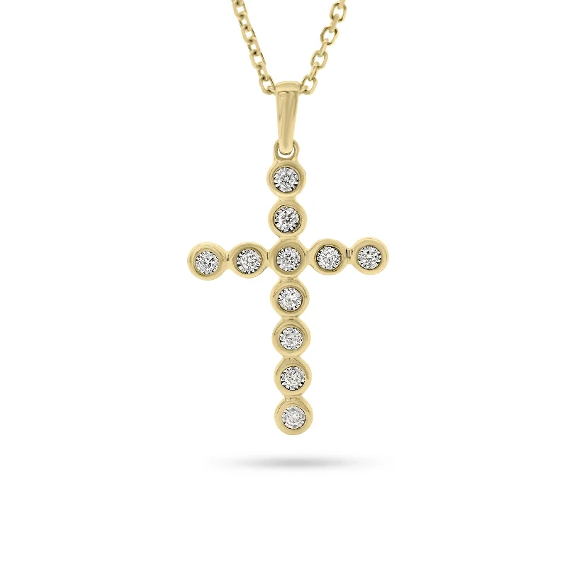 Bezel-Set Diamond Cross Pendant