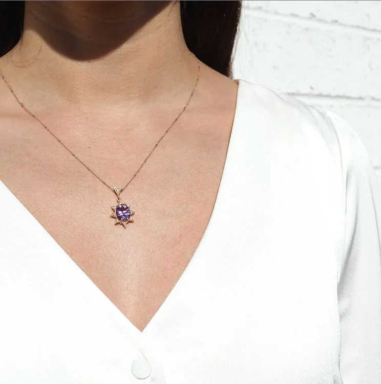 Diamond Starburst Amethyst Necklace - made to order