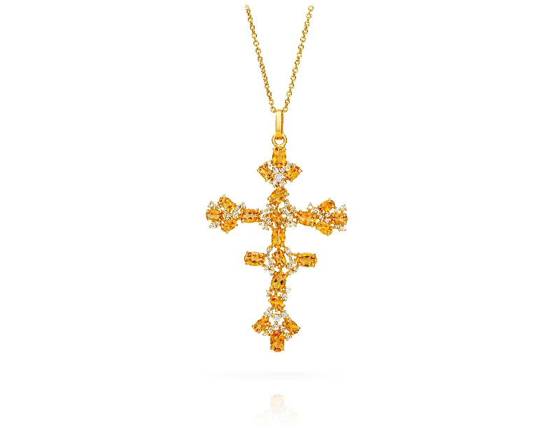 Cross of Lorraine Necklace | Citrine