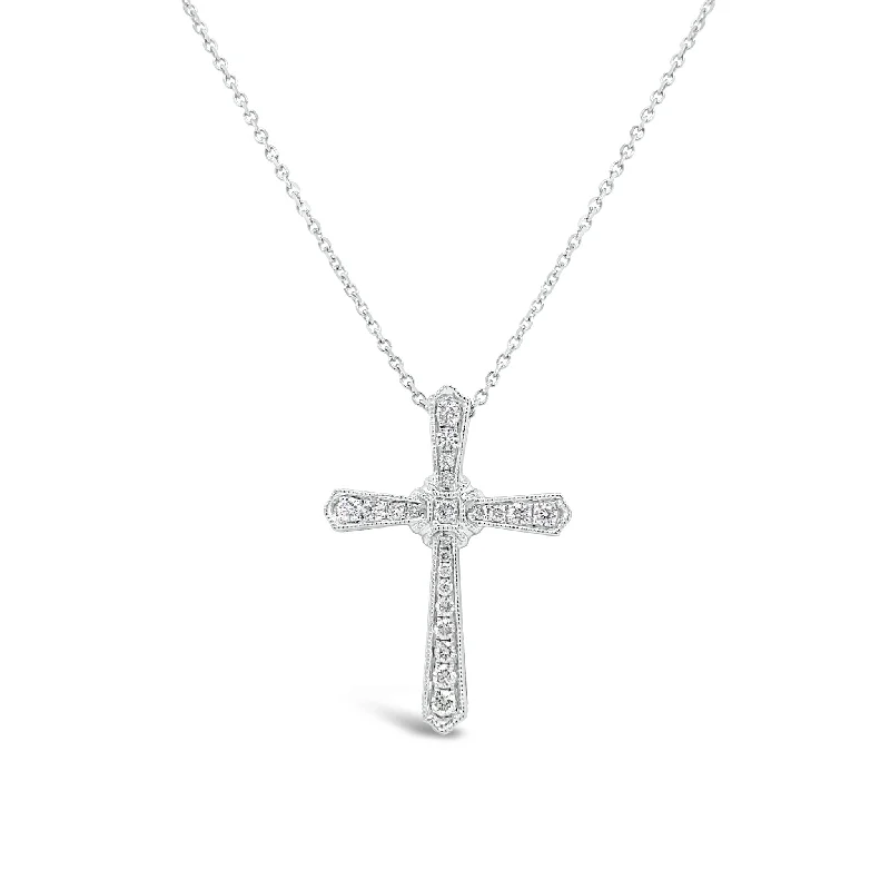 Diamond Cross Pendant with Milgrain Detail