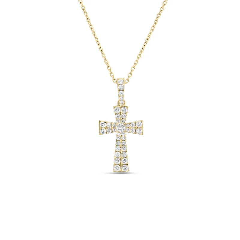 Diamond Flared Cross Pendant