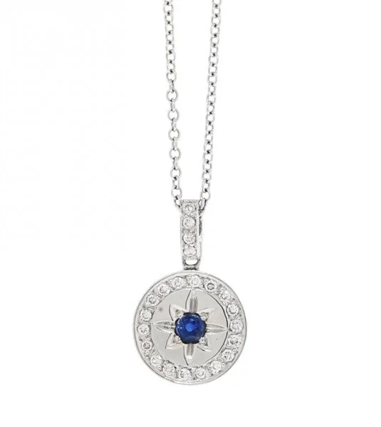 Sapphire and Diamond Star Disc Necklace - made to order